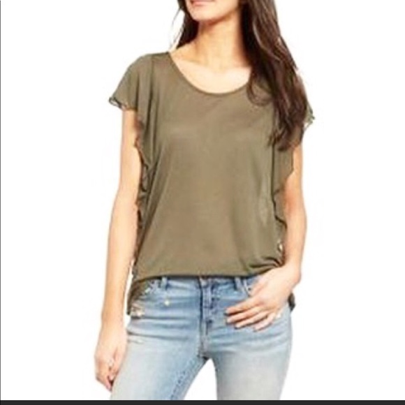 hinge Tops - Hinge ruffle olive top